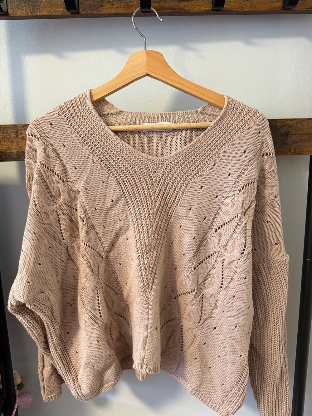 Women's Scoop Neck Knit Sweater in Light Beige